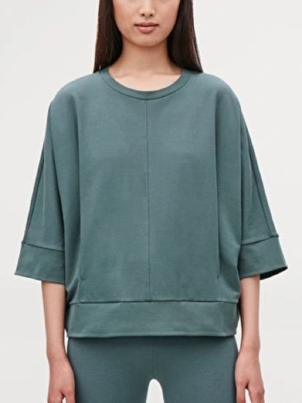COS Relaxed Oversized Boxy Top Scube Crepe Sea Green